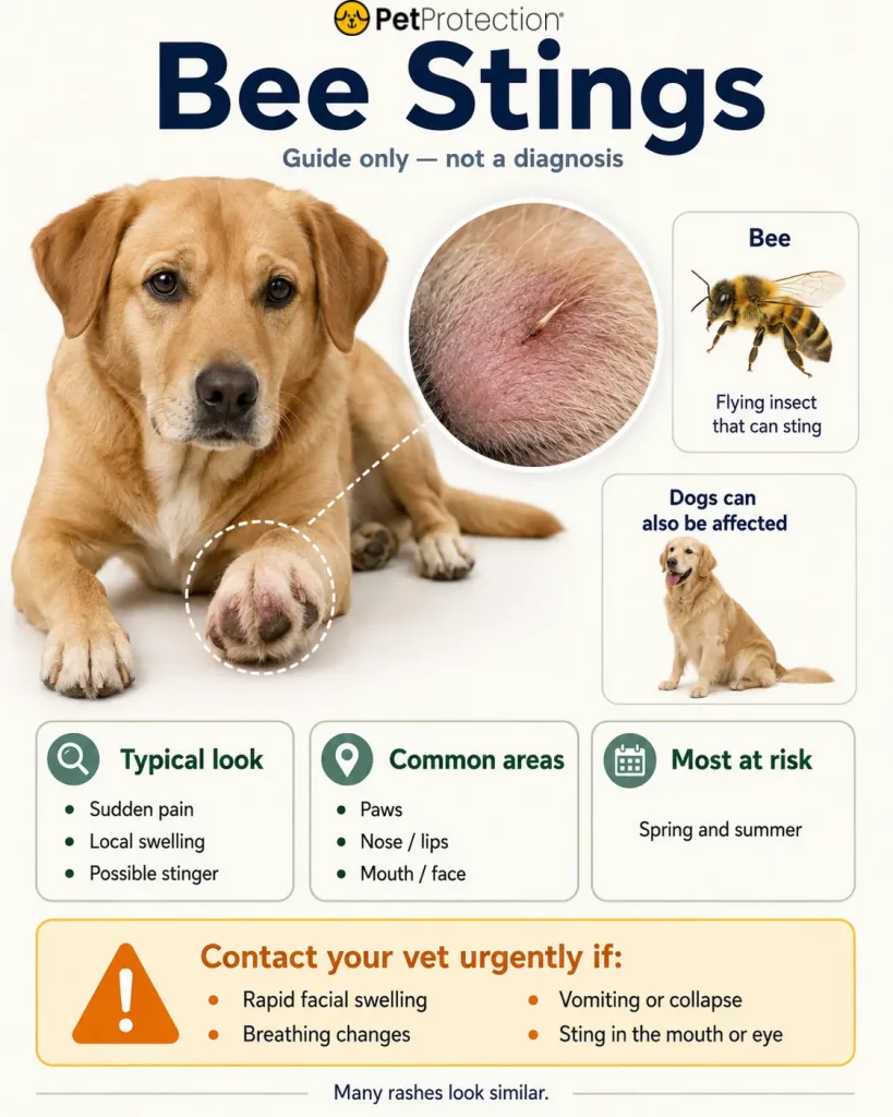 How to Identify Common Insect Bites on Cats and Dogs in the UK 3 Bee sting on pet
