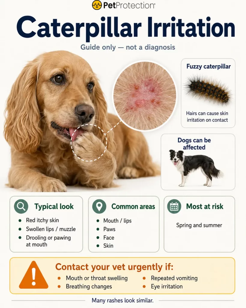 How to Identify Common Insect Bites on Cats and Dogs in the UK 9 Caterpillar irritation on Pet